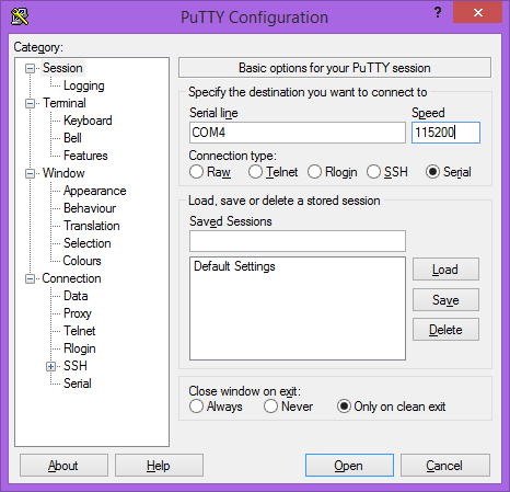 Putty Configuration