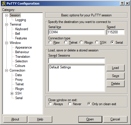 Putty Configuration